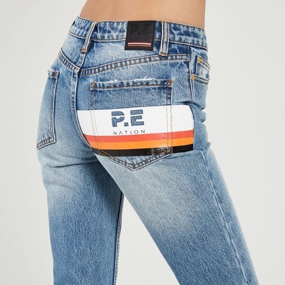 P.E Nation The Colonial Jean Mid-Rise Cropped Denim Jeans Size 27 - Picture 2 of 16